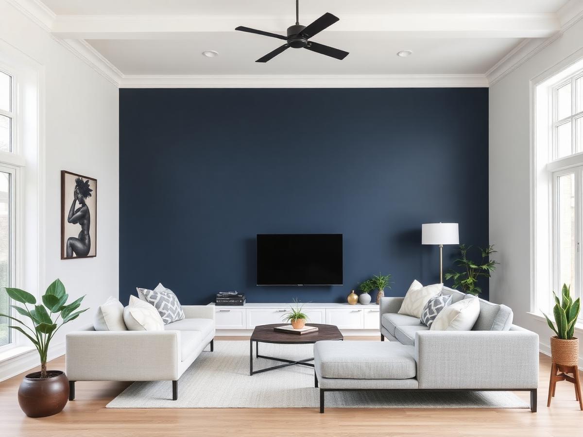 Interior refresh with navy accent wall